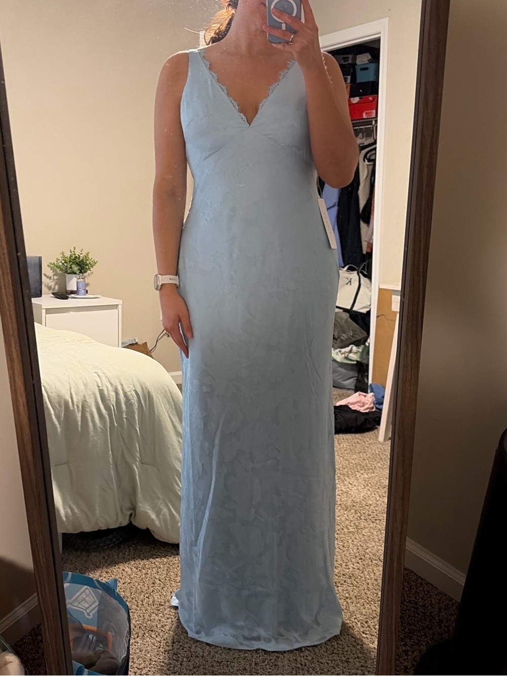 Light Blue Azazie Bridesmaid Dress - Size 12